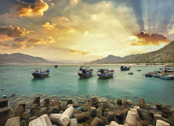 Scenic view of sea against sky during sunset