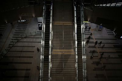 Low angle view of escalator