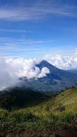 Scenic view of volcanic landscape against sky