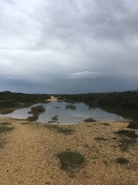 Scenic view of lake against sky