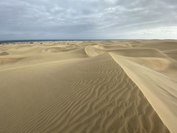 Sand dunes in desert against sky