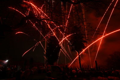 Firework display at night