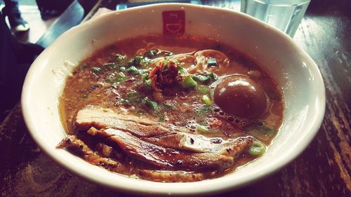 Close-up of soup in bowl