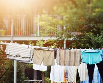 Clothes drying on clothesline