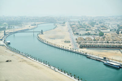 High angle view of bridge over river