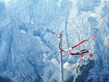 Red ice on mountain during winter