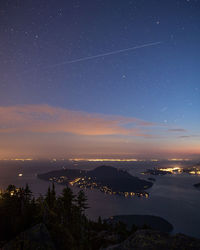 High angle view of city against sky at night coastal city ocean island sunset stars 