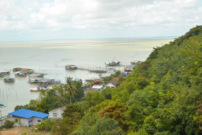 High angle view of sea against sky