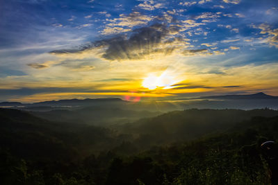 Scenic view of landscape against sky during sunset