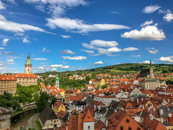 Aerial view of townscape against sky