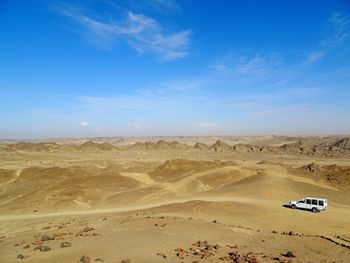High angle view of off-road at desert
