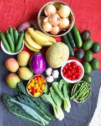 High angle view of fruits on table