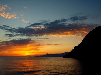 Scenic view of sea at sunset
