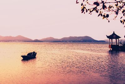 Scenic view of sea against clear sky