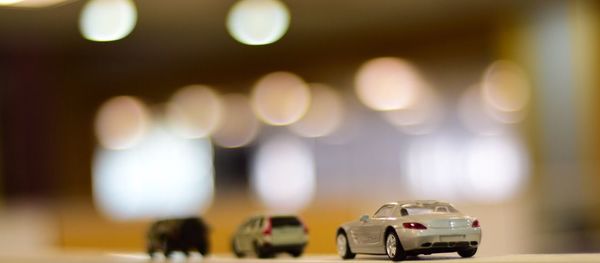 Close-up of toy cars on table