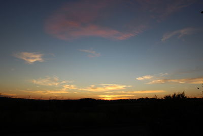 Scenic view of silhouette landscape against sky during sunset