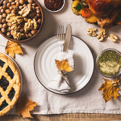 High angle view of food on table