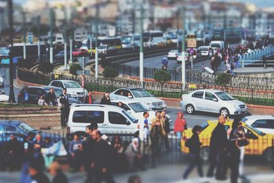 People walking on city street