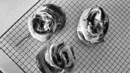 High angle view of ice cream on table