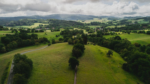 High angle view of landscape against sky
