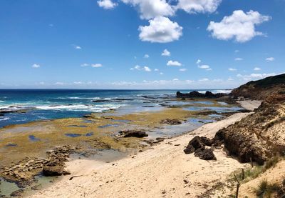 Scenic view of beach against sky