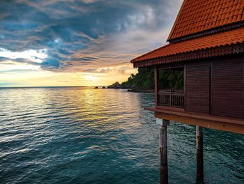 Scenic view of sea against sky during sunset