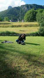 Scenic view of grassy field