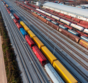 High angle view of railroad tracks