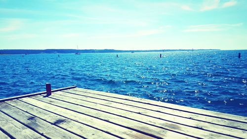 View of pier on sea