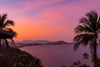 Scenic view of sea against sky at sunset