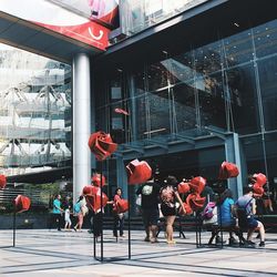 People standing in city