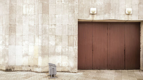 Closed door of building