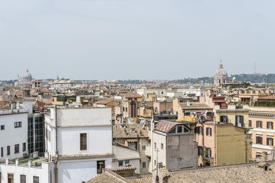 High angle view of buildings in city