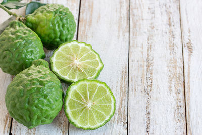 High angle view of fruits on table