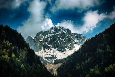 Low angle view of mountains against sky