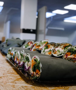 Close-up of sushi in plate on table