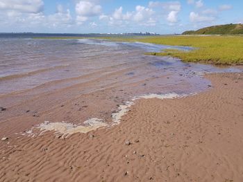 Scenic view of beach against sky