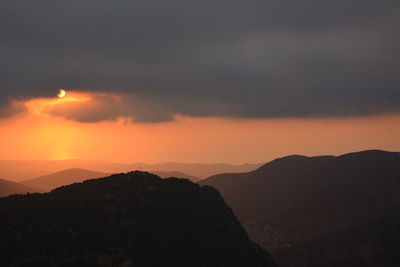 Scenic mountain range at sunset