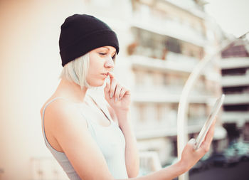 Woman using mobile phone