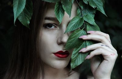 Close-up portrait of a young woman