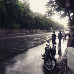 Cars parked on road