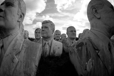 Low angle view of statue against sky