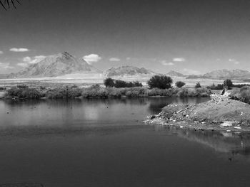 Scenic view of lake against sky