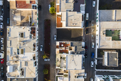 High angle view of buildings in city