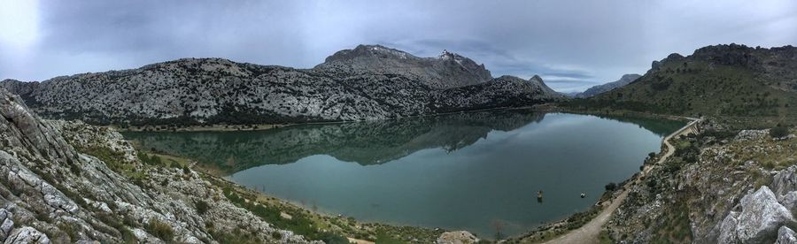 Panoramic view of lake against sky