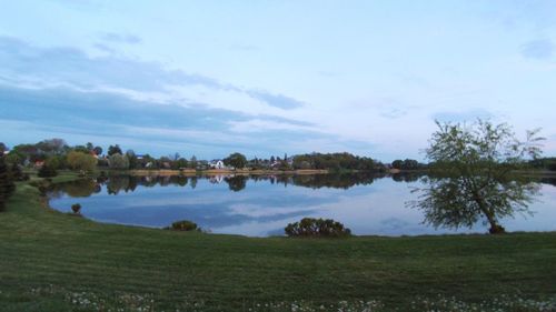 Scenic view of lake against sky