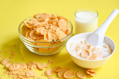 High angle view of food on table