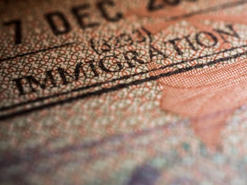 High angle view of text on paper