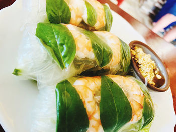 High angle view of food on table