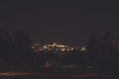 Illuminated cityscape at night